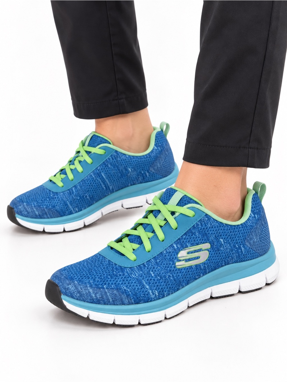 NWT Skechers Work Comfort Flex Pro HC SR Slip Resistant Shoes Blue Green Size 10